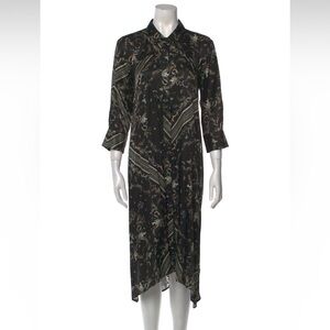 ALLSAINTS Black Patterned Dress with handkerchief hem size US 6